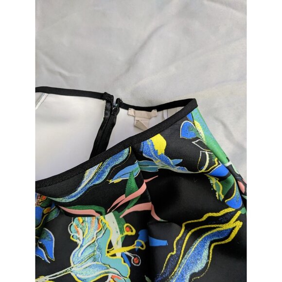 H&M Skirt Colorful Floral A Line Flared 3D Scuba Midi Skirt Womens Size 10 - Picture 4 of 11